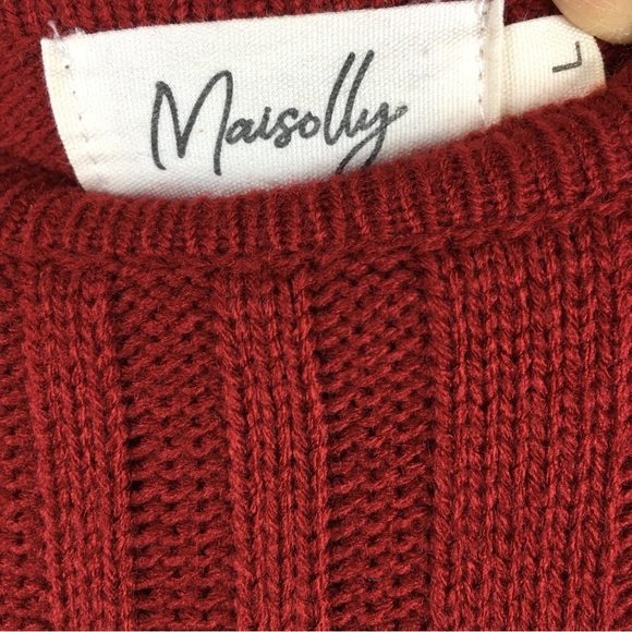 Maisolly Women's Red Knitted Crewneck Fit and Flare Sweater Dress Size L - Picture 2 of 10